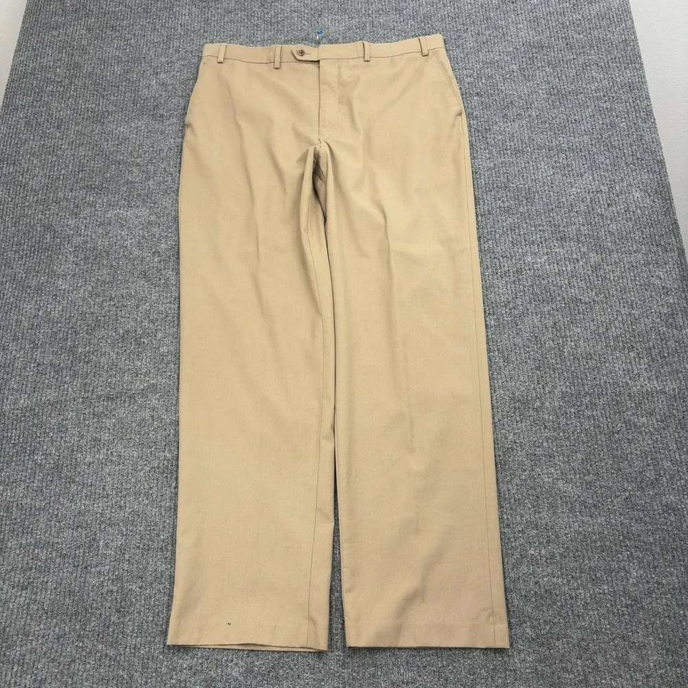 Lauren Ralph Lauren Dress Pants Mens 37x31.5 Tan Khaki Flat Front Classic Slacks